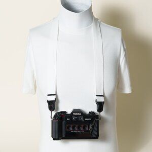 White Cotton Camera Strap 38” x 1.25” w/Peak Design Anchors